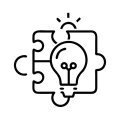 Poster - Puzzle Piece with Lightbulb Idea Symbol Icon Representing Creativity and Problem-Solving