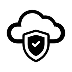 Leinwandbilder - Secure Cloud Storage with Shield Symbol Icon Representing Data Protection and Privacy