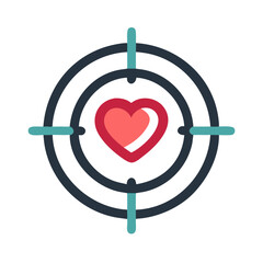 Poster - Target with Heart Icon Representing Customer-Centric Approach and Focused Service