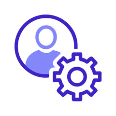 Aufkleber - User Profile with Gear Icon Representing Settings Management and Personalization
