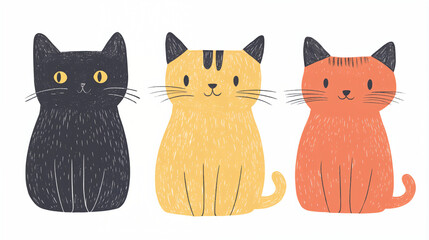 Naklejka na meble illustration of three funky cats 