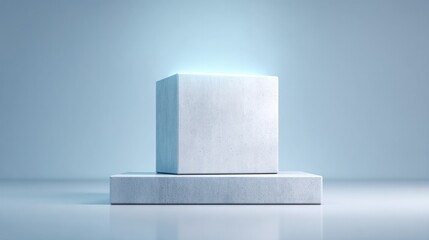 Poster - minimalistic empty podium designed for showcasing electronics featuring ample copy space for text or