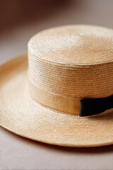 Aufkleber - single vintage hat on neutral background representing evolution of fashion trends over time