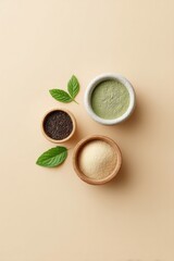 Poster - capture minimalistic and clean top-down view of non-gmo food products against solid background with 