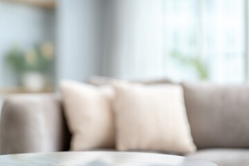 Poster - capture serene interior with chic decorations as blurred figures create sense of human presence in background