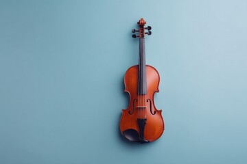 Poster - capture single violin on smooth solid color background minimalist aesthetic