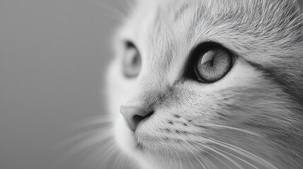 Poster - close-up minimalist shot of elegant cat eye surrounded by soft fur textures with ample copy space