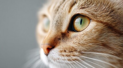 Poster - close-up minimalist shot of elegant cat eye surrounded by soft fur textures with ample copy space