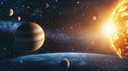 Wall Mural - Solar System with Planets and Sun