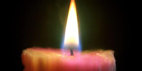 Poster - Lit Pink Candle with Melting Wax