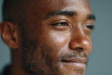 Poster - close-up portrait of person in front of blurred neutral background