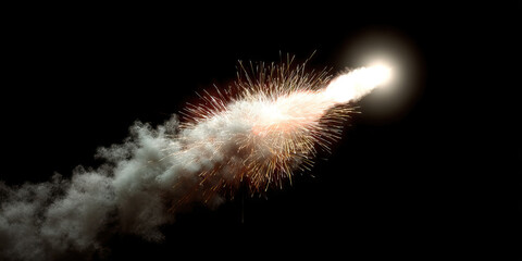 Poster - Fire and Smoke Streak Against Black Background