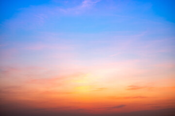 Wall Mural - beautiful , luxury soft gradient orange gold clouds and sunlight on the blue sky perfect for the bac