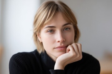 Poster - minimalistic portrait of blogger with blurred background
