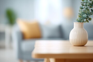 Poster - modern living room interior with elegant decor featuring blurred people in background for dynamic li