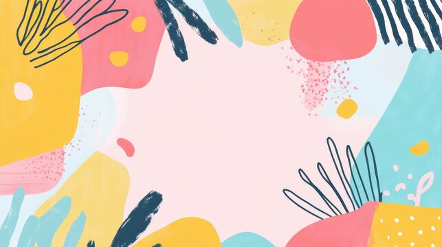 A playful hand-drawn doodle frame with cute shapes and vibrant pastel colors