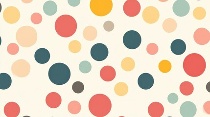Poster - A playful polka dot pattern with evenly spaced pastel circles on a light background, giving a cheerful and retro feel.
