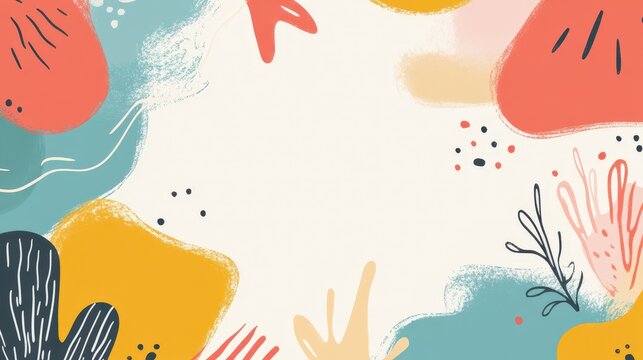 A playful hand-drawn doodle frame with cute shapes and vibrant pastel colors