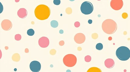 Poster - A playful polka dot pattern with evenly spaced pastel circles on a light background, giving a cheerful and retro feel.