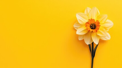 Poster - Bright yellow background framing a solitary daffodil in clean lines