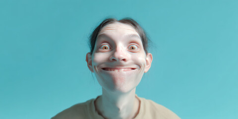Poster - Digital Rendering of a Smiling Face against Teal Background
