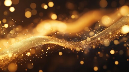 Poster - A radiant gold bokeh wave with softly glowing orbs forming a fluid, dynamic pattern.