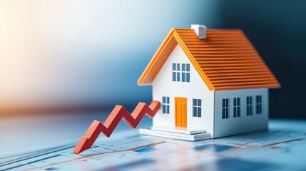 Poster - A real estate market graph with an upward arrow, illustrating rising property rates