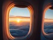 © photobuay - Breathtaking sunset view from airplane window over clouds air travel inspiration peaceful atmosphere