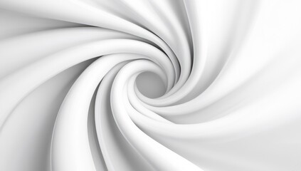 Poster - elegant white spiral design with smooth curves flowing into a central vortex in a clean abstract bac