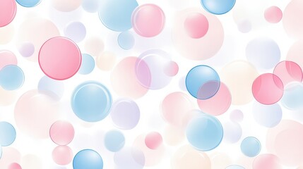 Poster - A seamless bubble pattern with soft pastel-colored circles floating on a light background.