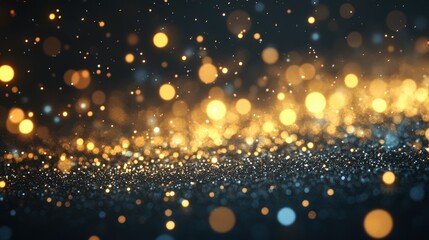 Poster - a shimmering gold glitter snowfall effect with tiny glowing particles descending softly