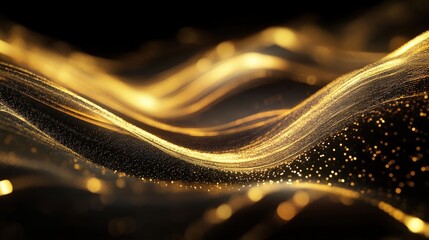 Poster - A shimmering gold light wave moving dynamically across the frame, creating a futuristic feel