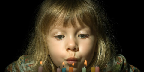 Poster - Young Girl Blowing Out Birthday Candles