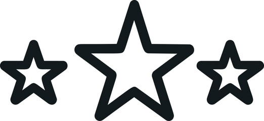 Aufkleber - Three outlined black stars symbol aligned in a row, . Vector illustration