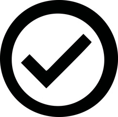 Aufkleber - Black checkmark inside a circle symbol of completion. Vector illustration