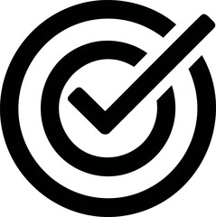 Aufkleber - Black and white check mark icon centered in concentric circles design. Vector illustration