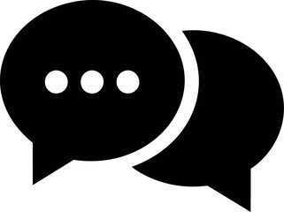 Poster - Two overlapping black speech bubbles icon design concept. Vector illustration