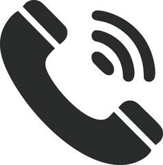 Poster - Black phone handset with wireless signal icon on white background. Vector illustration