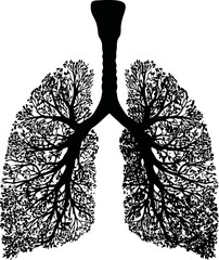 Poster - Silhouette of lungs resembling a tree with branches in artistic style. Vector illustration
