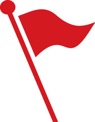 Poster - Red flag waving against a symbol of warning or alert. Vector illustration