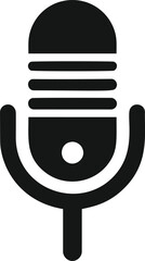 Poster - Black silhouette of a vintage microphone icon in simple design style. Vector illustration
