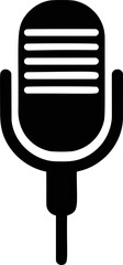 Poster - Black and white vintage microphone silhouette with retro design. Vector illustration