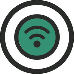 Poster - Green and black wifi symbol in concentric circles, minimalist design. Vector illustration