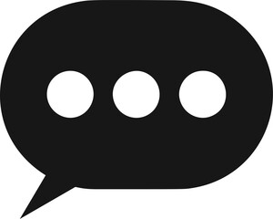 Aufkleber - Black speech bubble with three white dots symbolizing communication. Vector illustration