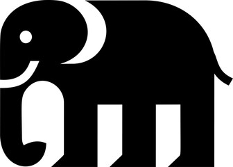 Aufkleber - Stylized black and white depiction of an elephant in geometric shapes. Vector illustration