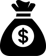 Poster - Black silhouette of a money bag with a dollar symbol, vector graphic design. Vector illustration