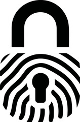 Poster - Fingerprint integrated into a padlock symbol in black and white design. Vector illustration