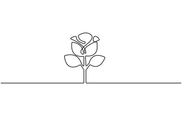 Poster - Flower in continuous line art drawing style. Rose flower minimalist black linear design isolated on white background. Vector illustration