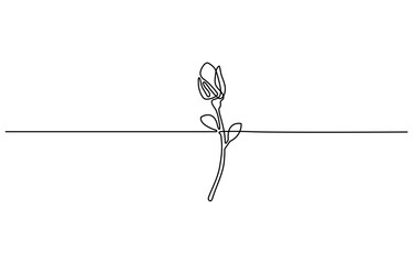 Poster - Flower in continuous line art drawing style. Rose flower minimalist black linear design isolated on white background. Vector illustration