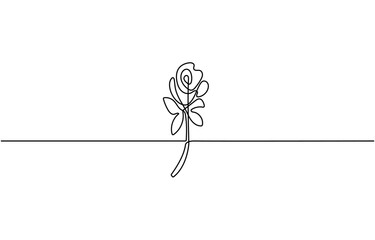 Poster - Flower in continuous line art drawing style. Rose flower minimalist black linear design isolated on white background. Vector illustration
